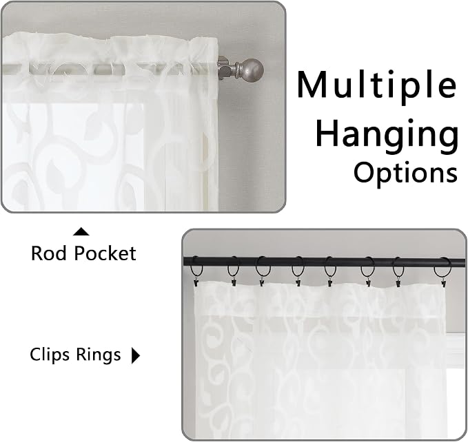 OWENIE Furman Ivory Sheer Curtains 84 inches Long - Image 4