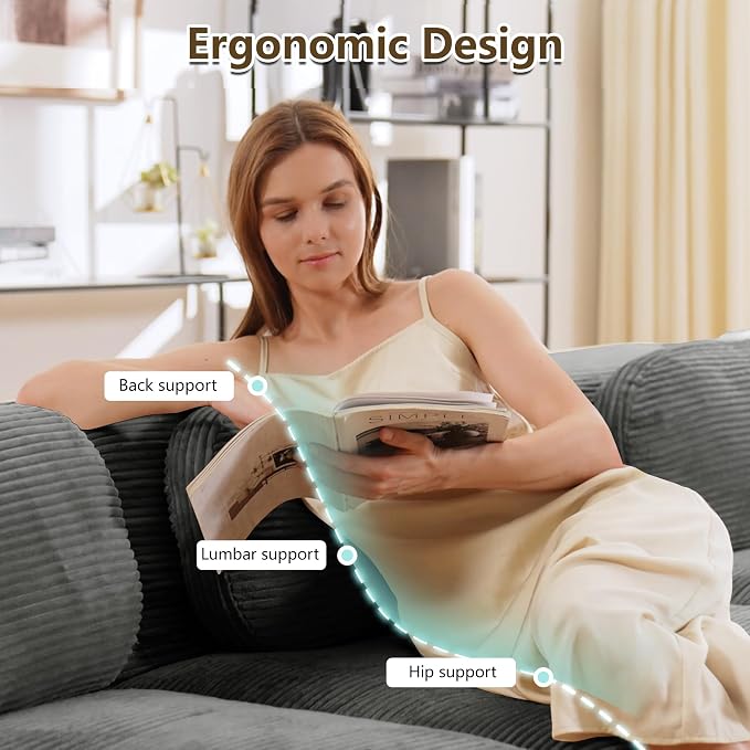 Boneless Sectional Couch, No Assembly Required, 117.3” L Shaped Modular Cloud - Image 4