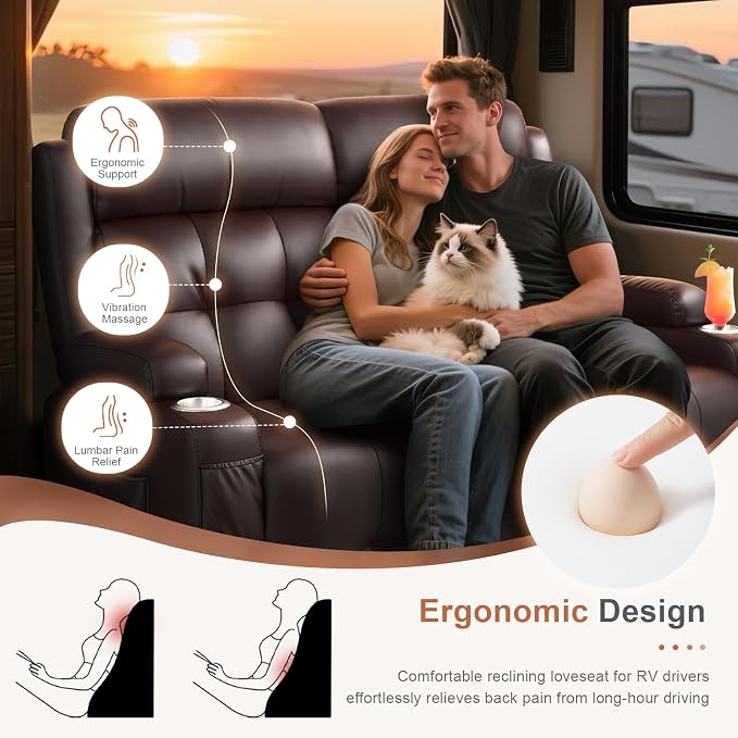 RV Loveseat Recliner Sofa, Wall Hugger Recliners - Image 4