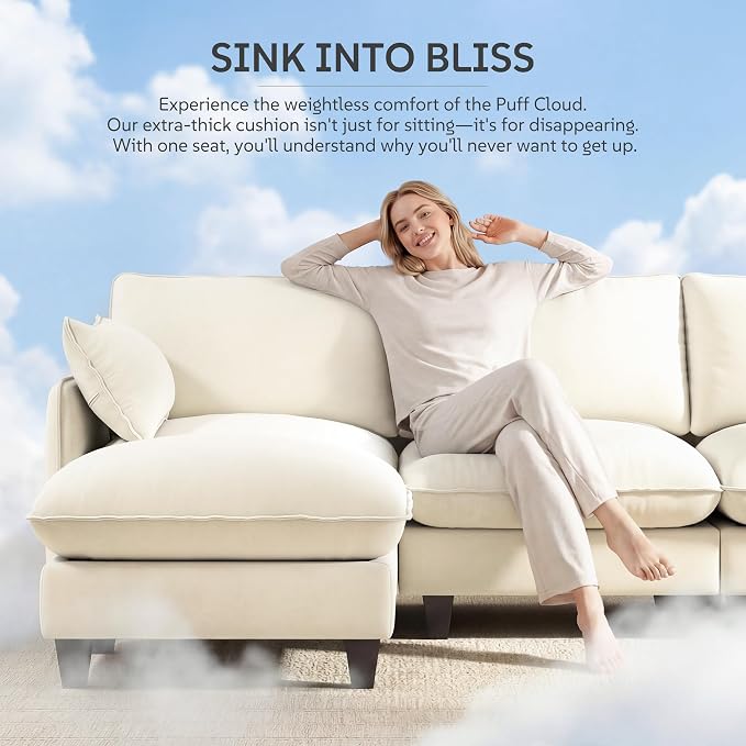 Ihanherry 107" Oversized V-Shaped Modular Sectional Sofa, Cloud Couch - Image 3