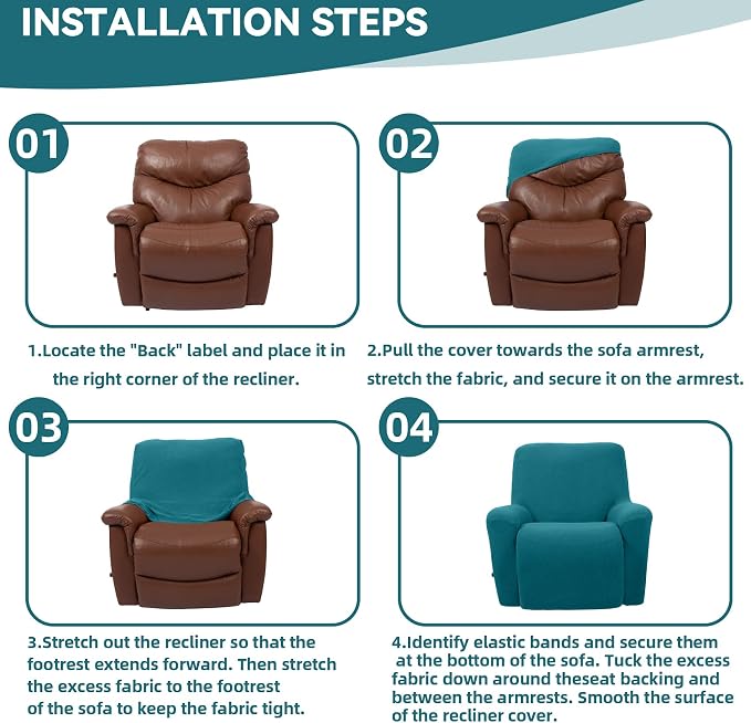 Cupuamon Recliner Chair Covers, Lazy Boy Recliner Covers Stretch Reclining - Image 6