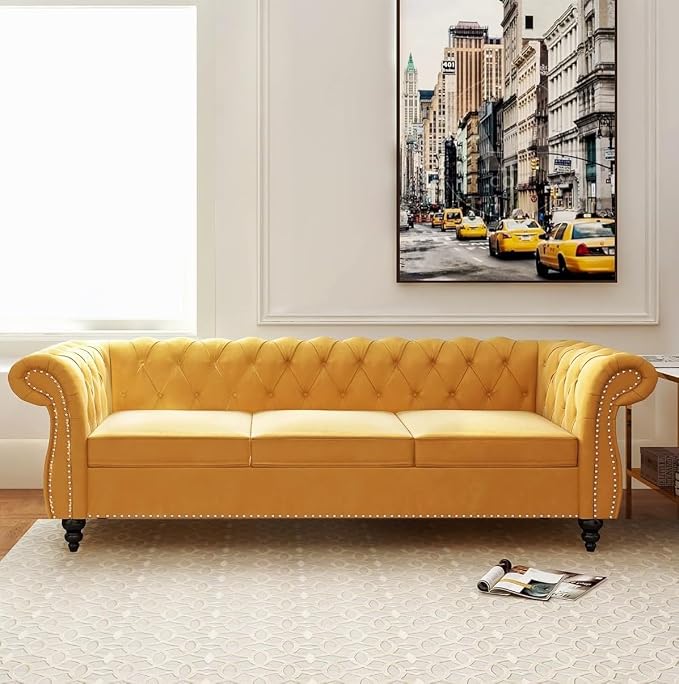 AVZEAR 3 seat Sofa, Velvet Sofa Living Room Large Sofa Modern Chesterfield by AVZEAR