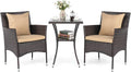 Tangkula 3 Pieces Patio Wicker Bistro Set, 2 Rattan Chairs w/ 2-Tier Tempered by TANGKULA