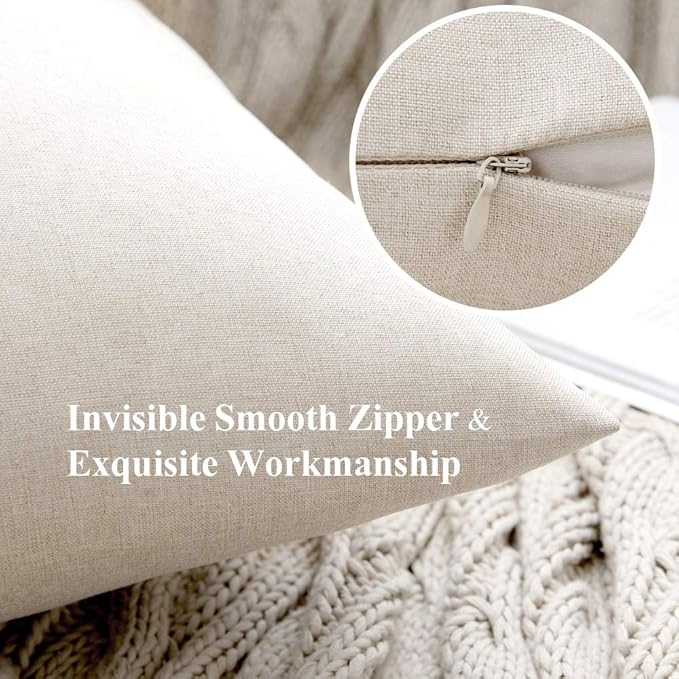 MIULEE Pack of 2 Decorative Outdoor Solid Waterproof Throw Pillow Covers Faux - Image 2