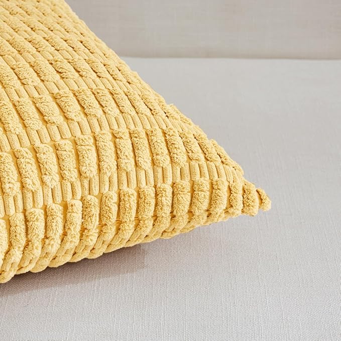 Fancy Homi 4 Packs Yellow Euro Decorative Throw Pillow Covers 26x26 Inch - Image 4