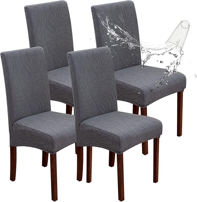 Genina Waterproof Chair Covers for Dining Room, Stretch Jacquard Dining Chair by Genina