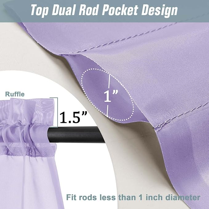 Small Sheer Curtains 2 Panels Set, Kitchen Curtains 36 Inch Length, Elegant - Image 3