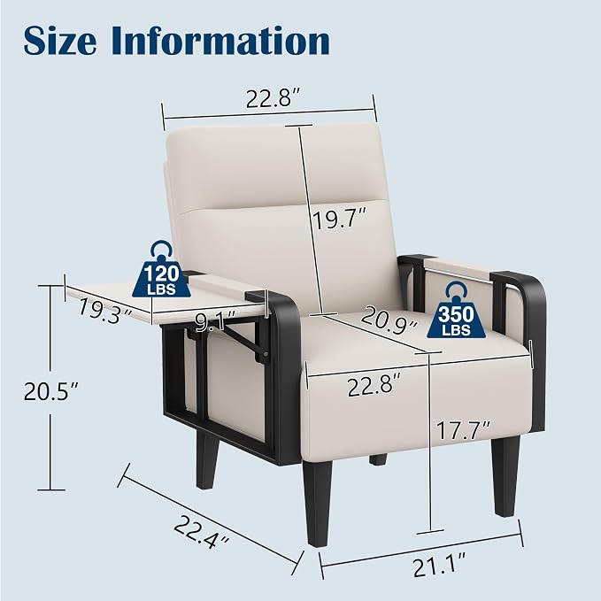 Andeworld Modern Beige Accent Chair, PU Leather Upholstered Armchair Side Chair - Image 2