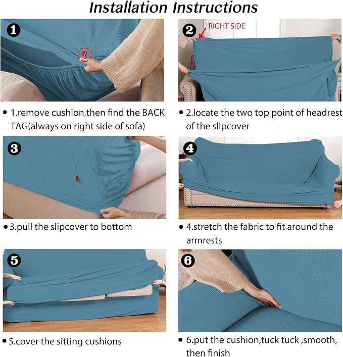 Turquoize Stretch Sofa Slipcover 2 Pieces Sofa Cover Couch Cover - Image 6