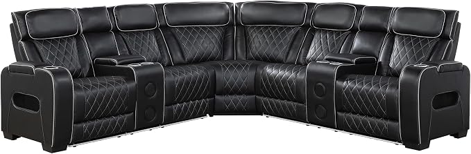 Lexicon 118" Power Reclining Sectional Sofa, Wall Hugger, 2 Recliner Seats - Image 14
