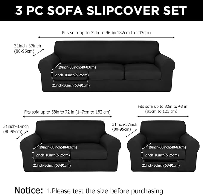 HunnmingRe Sofa Covers for 3 Cushion Couch Stretch Sofa and Loveseat Covers Set - Image 2