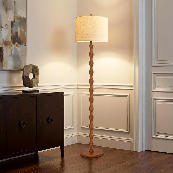QIYIZM Wood Floor Lamp for Living Room, Vintage Standing Lamp - Image 7