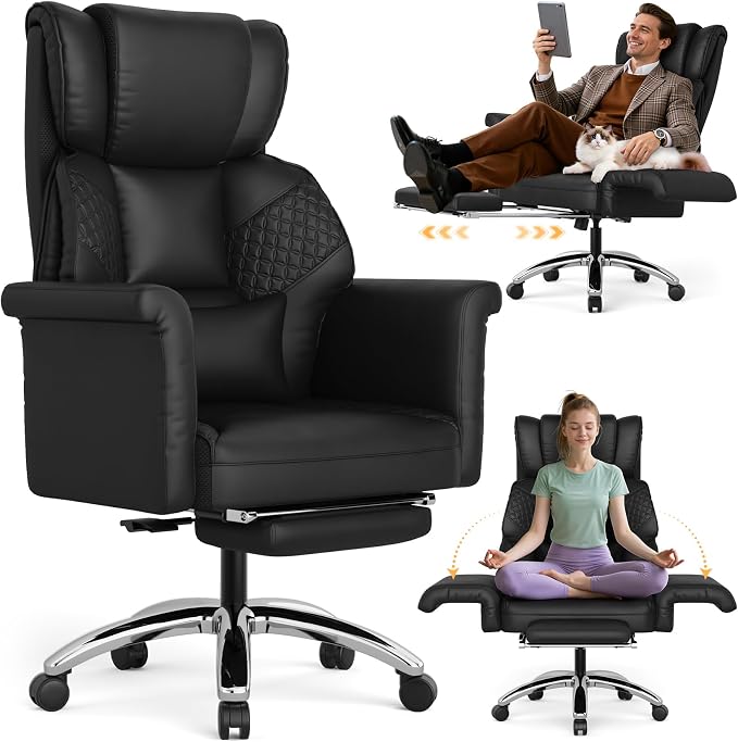 Ergonomic Office Chair with Footrest, Criss Cross Legged Desk Chair with by SUNNOW