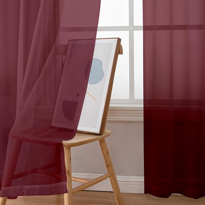 Simplebrand Rod Pocket Top Solid Voile Sheer Curtains - Image 3