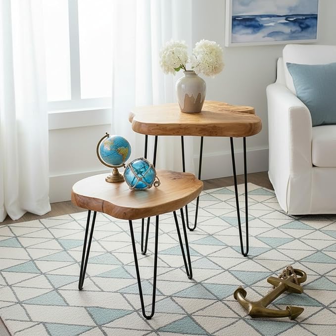 WELLAND Live Edge Cedar End Table, Unique Desktop Side Table, Natural Clear - Image 7