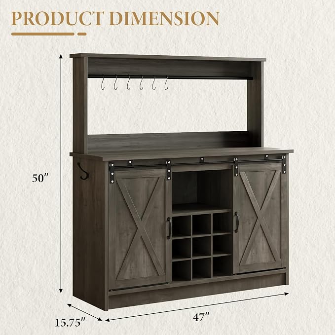 4ever2buy Farmhouse Coffee Bar Cabinet - Image 2