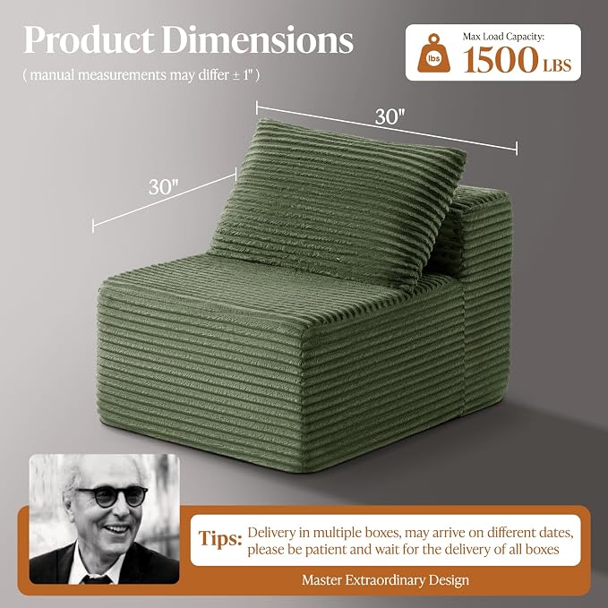 30" Cloud Sectional Couch Single Seat - Image 2