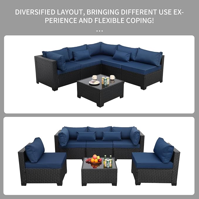 Rattaner Patio Sectional 6 Pieces All-Weather Wicker Patio Furniture Set - Image 7
