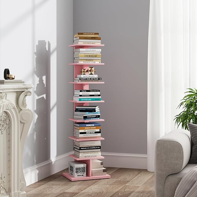 TUTOTAK Bookshelf, 8-Tier Bookcase, Narrow Spine Book Shelf by ChoosetutotakFurnitureBuildYourCozyHome