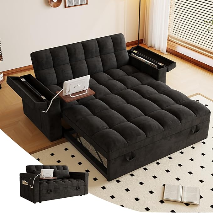 3 in 1 Convertible Sleeper Sofa, 65in Sleeper Couch by LITVZ