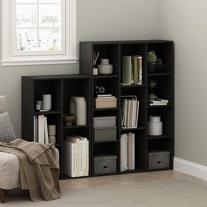 Furinno LUDER Book Shelf, 5-Cube Bookshelf, Reversible Bookcase, 9.4 x 19.5 x - Image 2