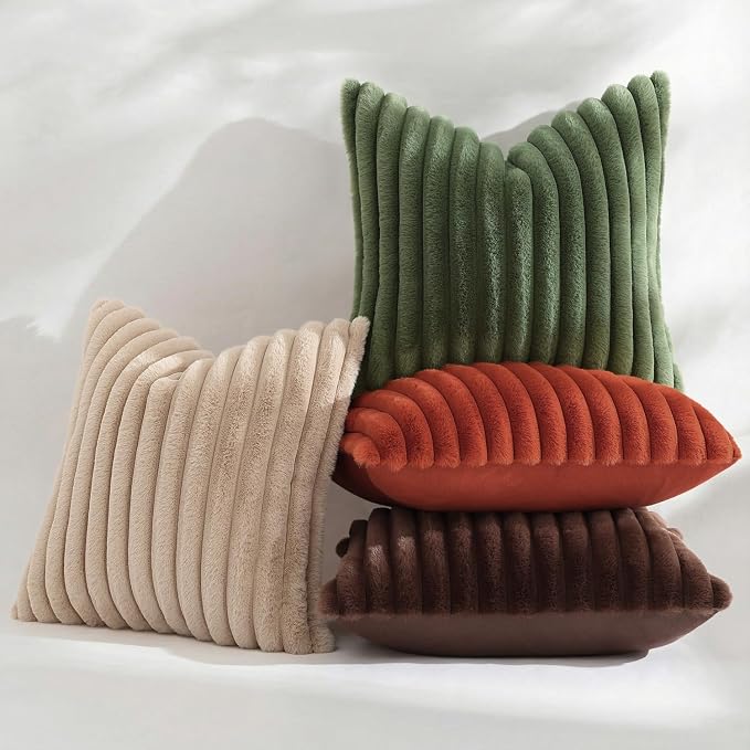 decorUhome Cozy Faux Fur Throw Pillow Covers 26x26 Set of 2 Decorative Soft - Image 7