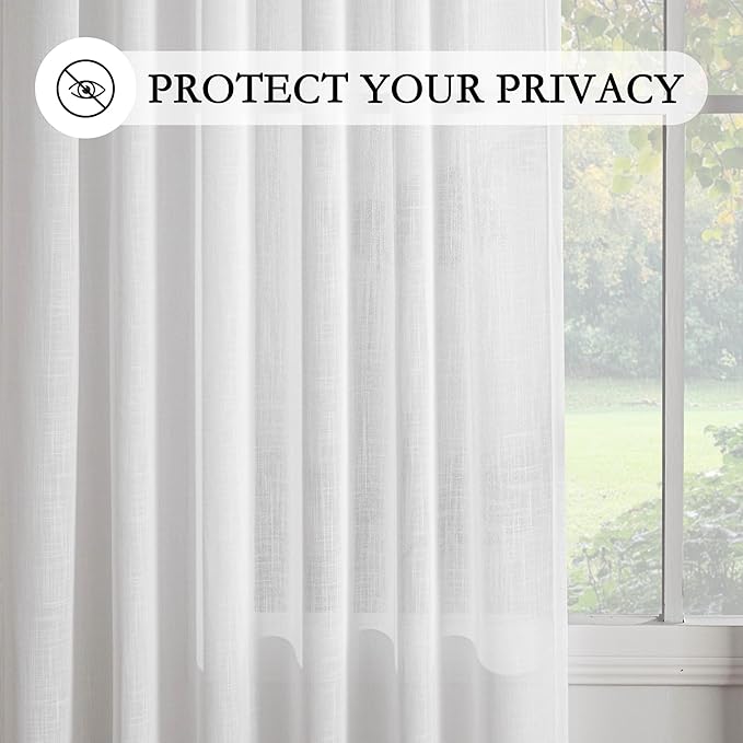 MYSKY HOME 108 Inches Long White Sheer Window Drapes 2 Panel Sets - Image 6