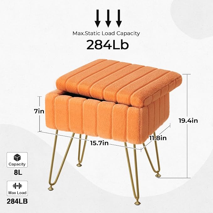 Greenstell Vanity Stool Chair Faux Fur - Image 3