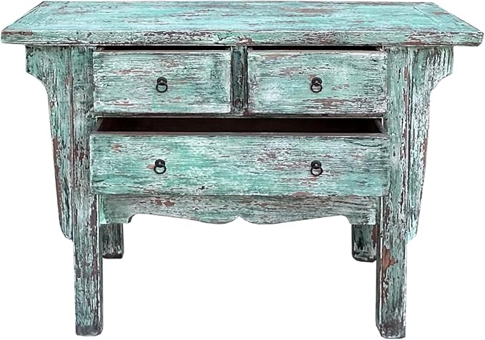 Vintage Distressed Pastel Green Marks Drawers Credenza Side Table Cabinet - Image 5