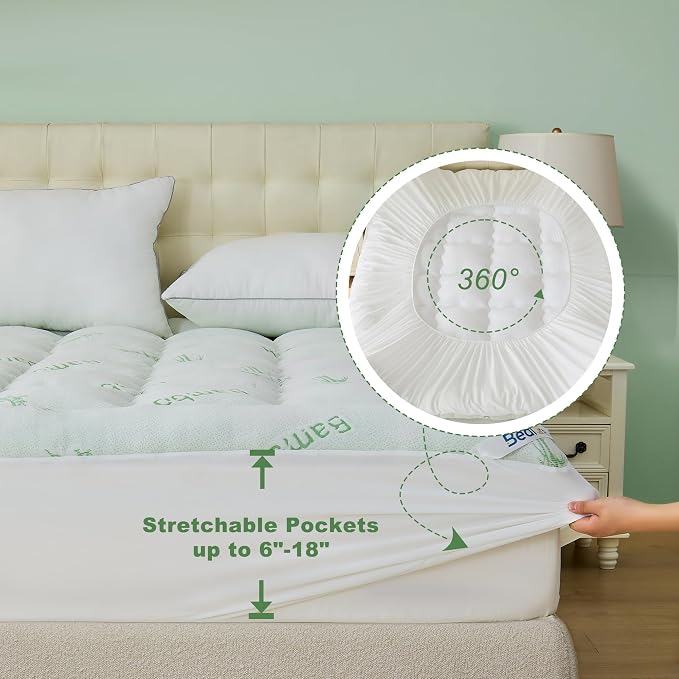 BEDLORE California King Mattress Topper Viscose Derived from Bamboo, Thick - Image 6