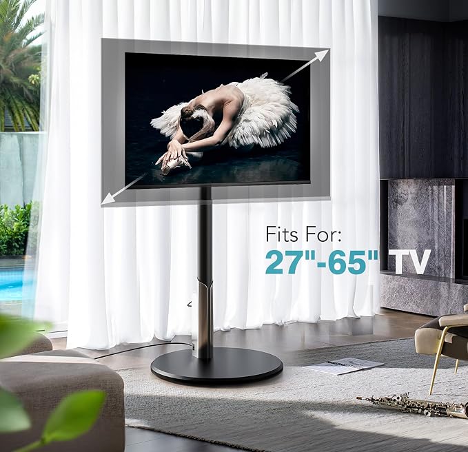 Floor Mobile TV Stand with Power Outlet, Rolling TV Cart - Image 7