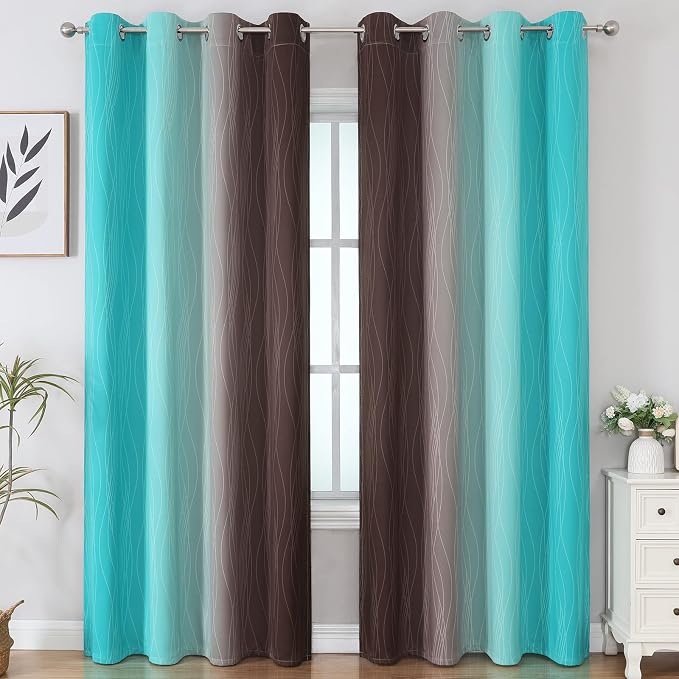 Estelar Textiler Ombre Blackout Curtains 102 Inches Long 2 Panels Set, Full - Image 2