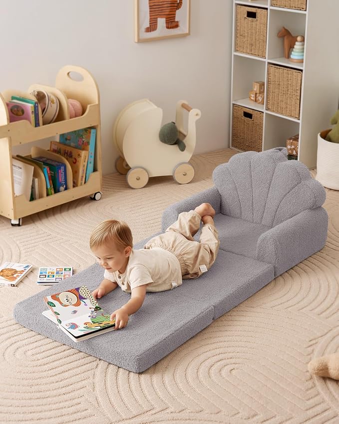 Blissful Diary Foldable Toddler Couch, 2-in-1 Comfy Toddler Chair & Lounger - Image 2