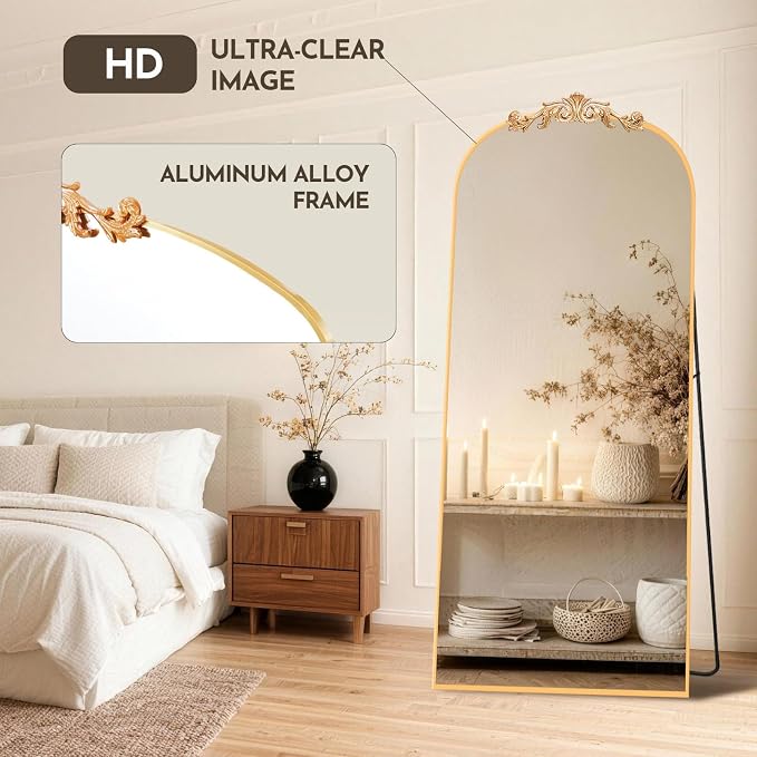 MISSDAY Vintage Baroque Full Length Mirror, Full Metal Frame Stand Up Retro - Image 8