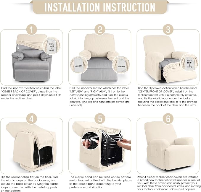 TAOCOCO Oversized Recliner Chair Covers, 1 Seater Streach Recliner Covers Soft - Image 7