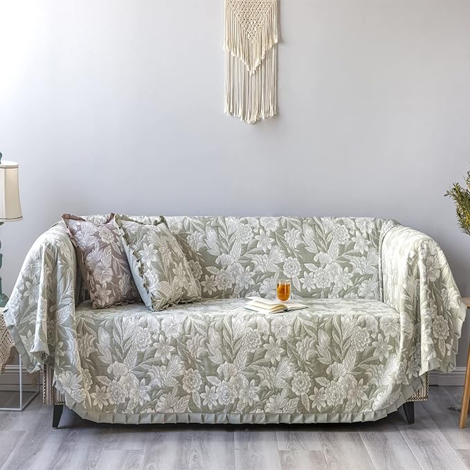 GLORY SEASON Sofa Cover Luxury Jacquard Stylish Embroidery Ruffle, Vintage Sofa - Image 3