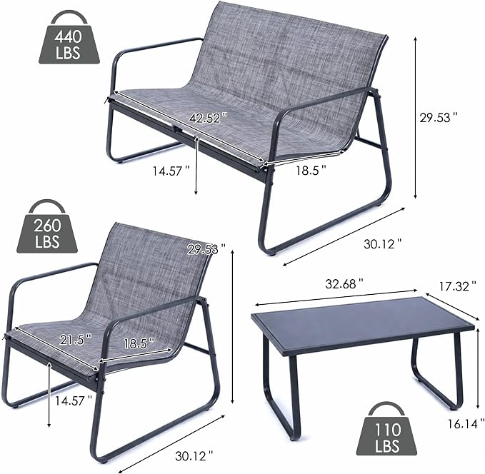 Kozyard Sofia 4-Piece Patio Conversation Set, Outdoor Furniture Set - Image 2