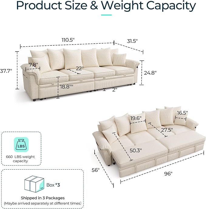 LINSY HOME Oversized Sectional Sleeper Sofa - Image 2