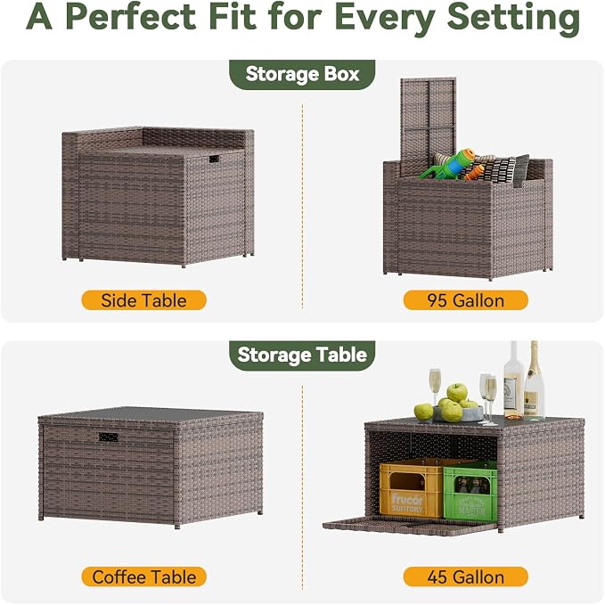 Aoxun 8 Piece Patio Furniture Set, Wicker Outdoor Furniture - Image 5