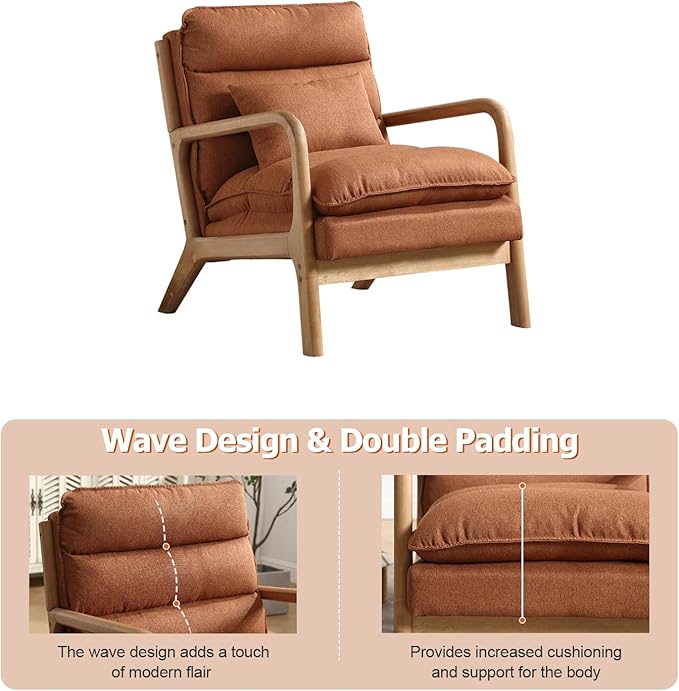 INZOY Accent Chairs Set of 2, Mid Century Modern Accent Chair - Image 3