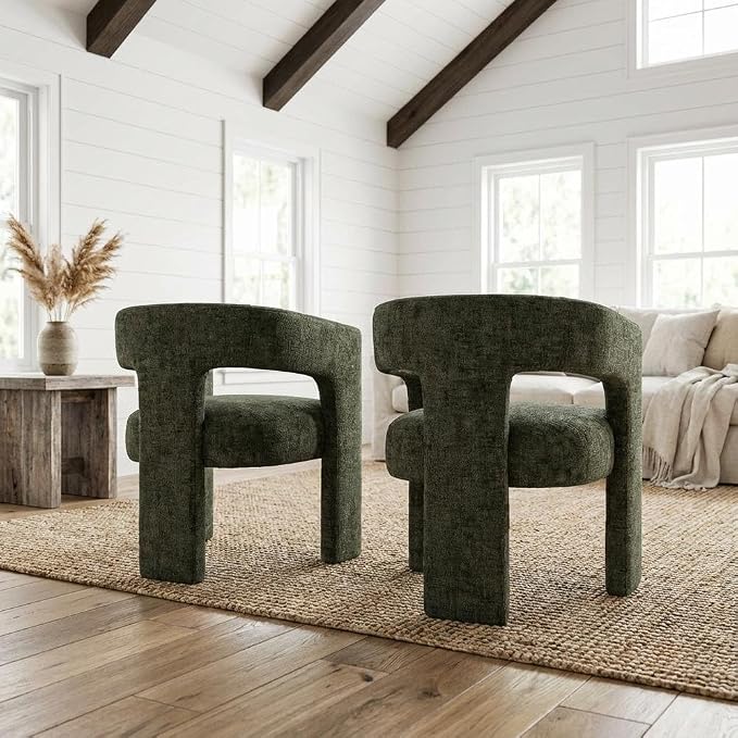 Jofran Gwen Jacquard Upholstered Accent Chair, Modern Luxury Plush Sculptural - Image 2
