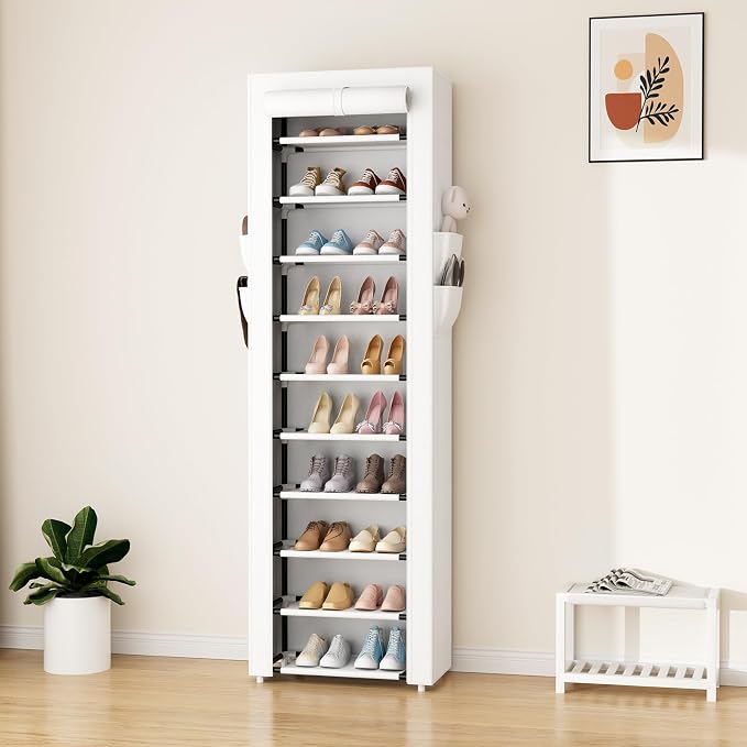 ROJASOP Shoe Rack with Covers 10 Tier Large Shoe Organizer Tall Shoe Closet - Image 8