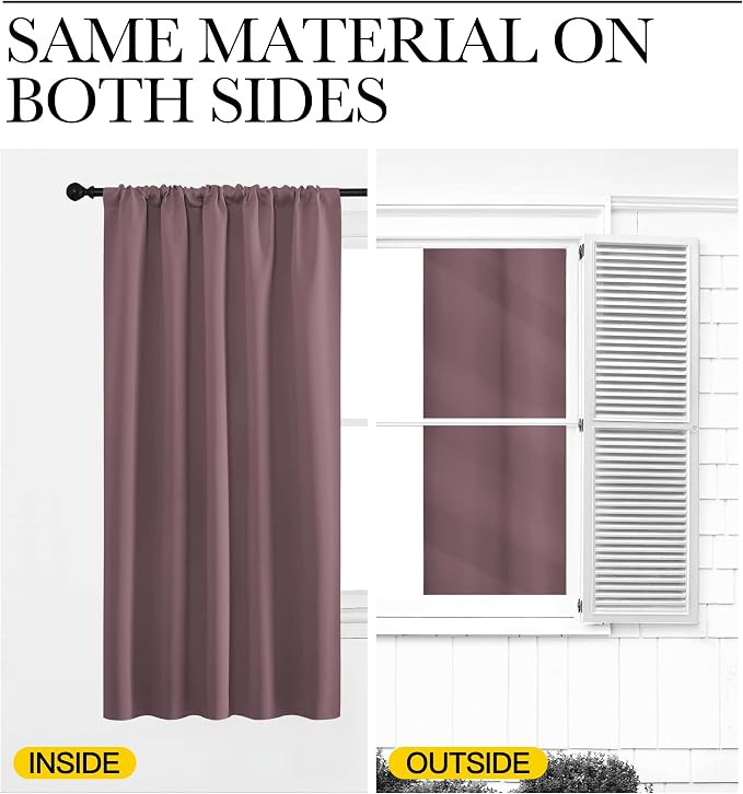 NICETOWN Blackout Curtains for RV Windows, Dry Rose, 2 Panels, Room Darkening - Image 5