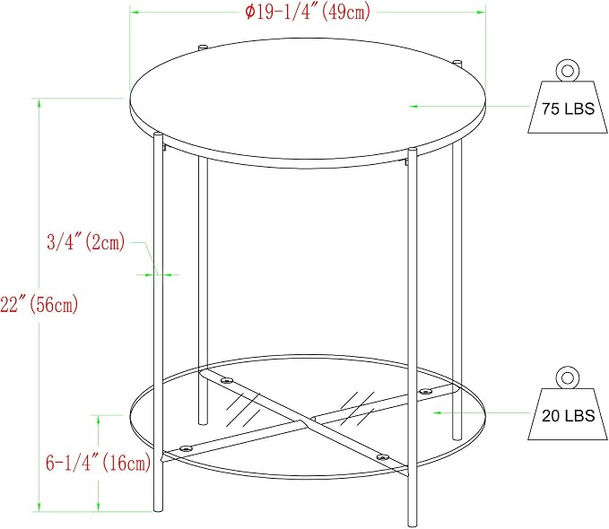 Walker Edison Blaine Mid Century Modern Marble and Glass Round Accent Table - Image 3