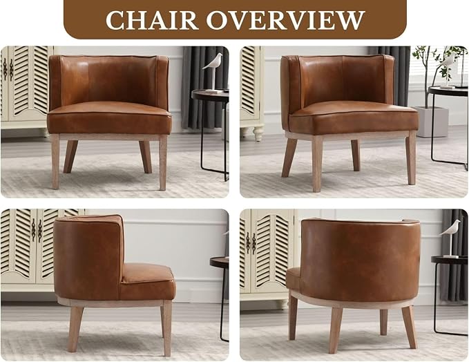 Brown Leather Barrel Chair - Image 9