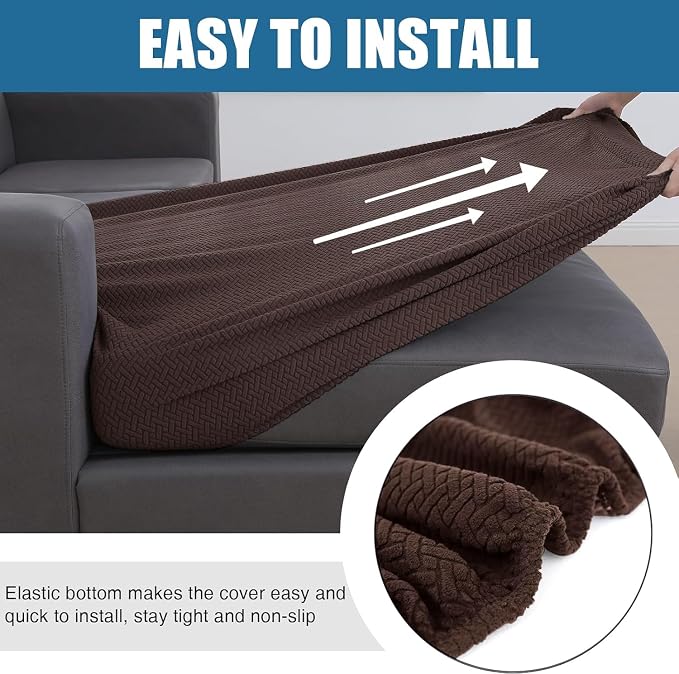 Smiry Waterproof Couch Cushion Covers, Stretch Jacquard Sectional Couch Covers - Image 4