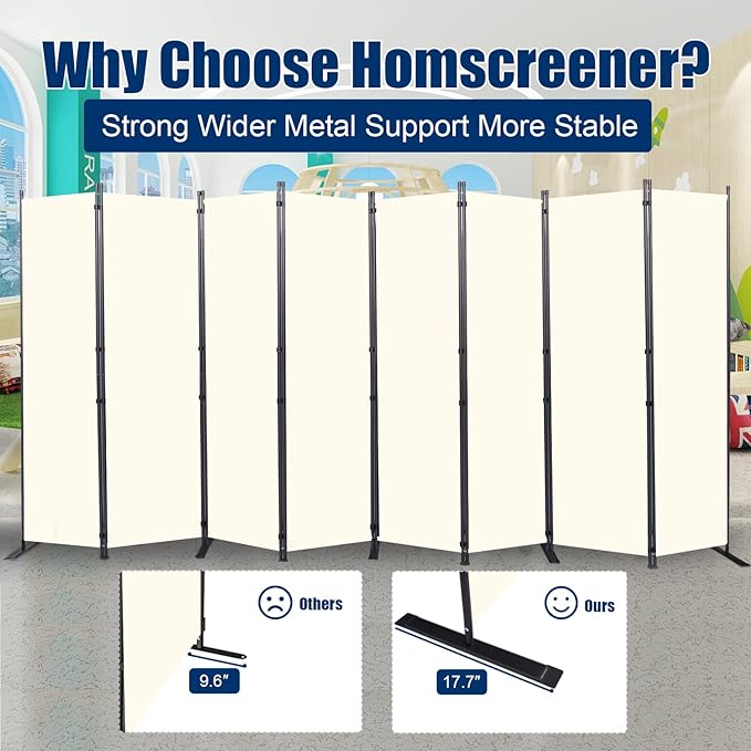 Room Divider 6FT Portable Room Dividers and Folding Privacy Screens, 8 Panel - Image 3