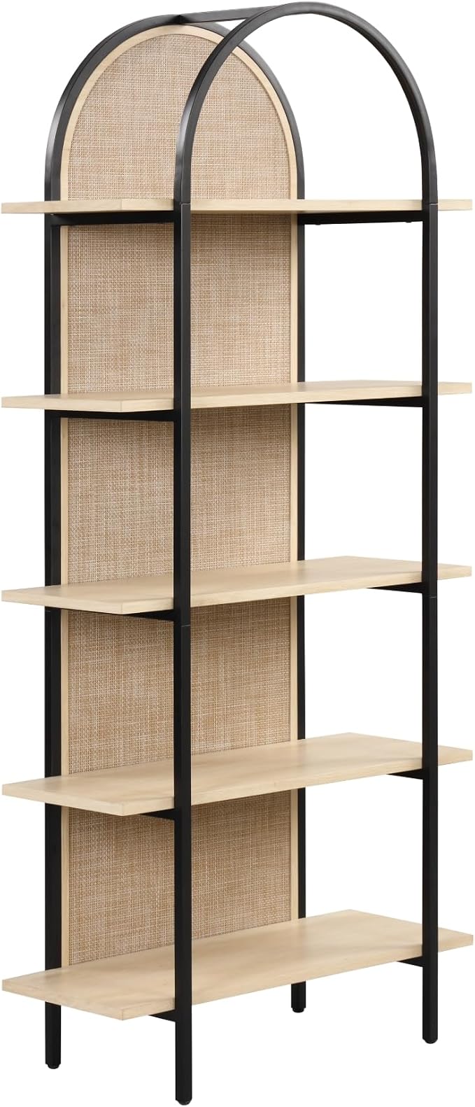 Nathan James Amara Bohemian 5-Shelf Etagere Bookcase, Rattan Open Bookshelf - Image 8