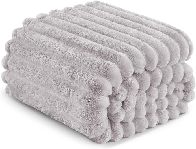 Exclusivo Mezcla King Size Flannel Fleece Blanket, Super Soft Striped Jacquard - Image 6