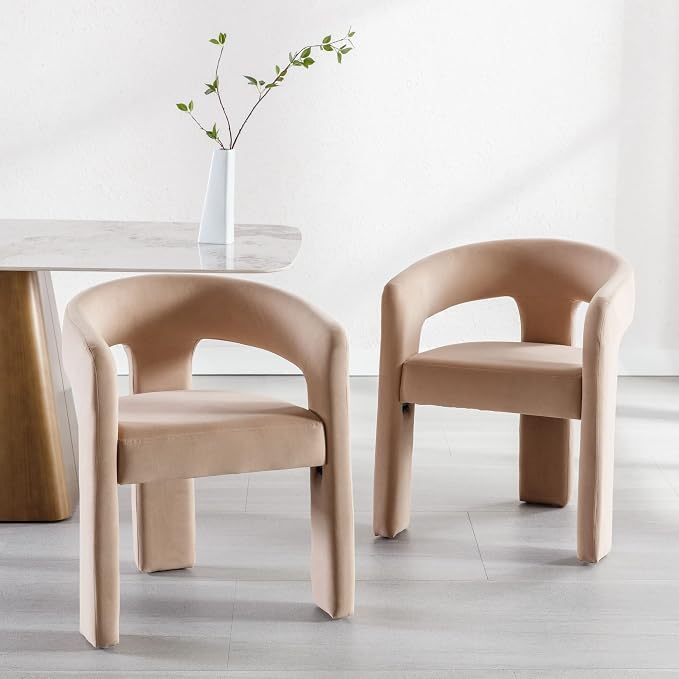 BESTANO Set of 6 Modern Velvet Fabric Upholstered Dining Chairs - Image 4